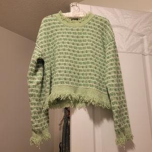Cozy, funky, cute green knit sweater